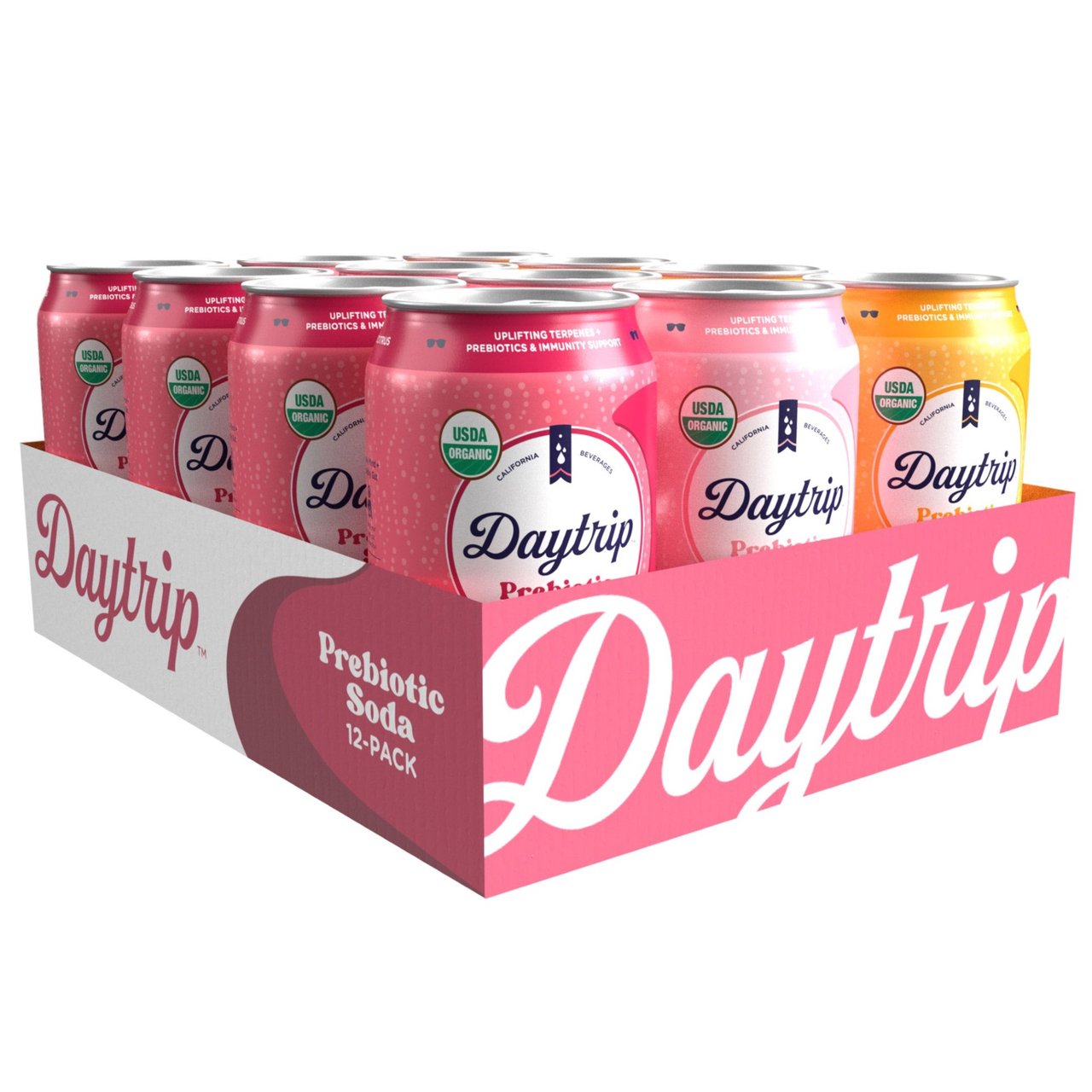 Daytrip Organic Prebiotic Soda Variety Pack, 12 x 12 oz Cans - Image 1