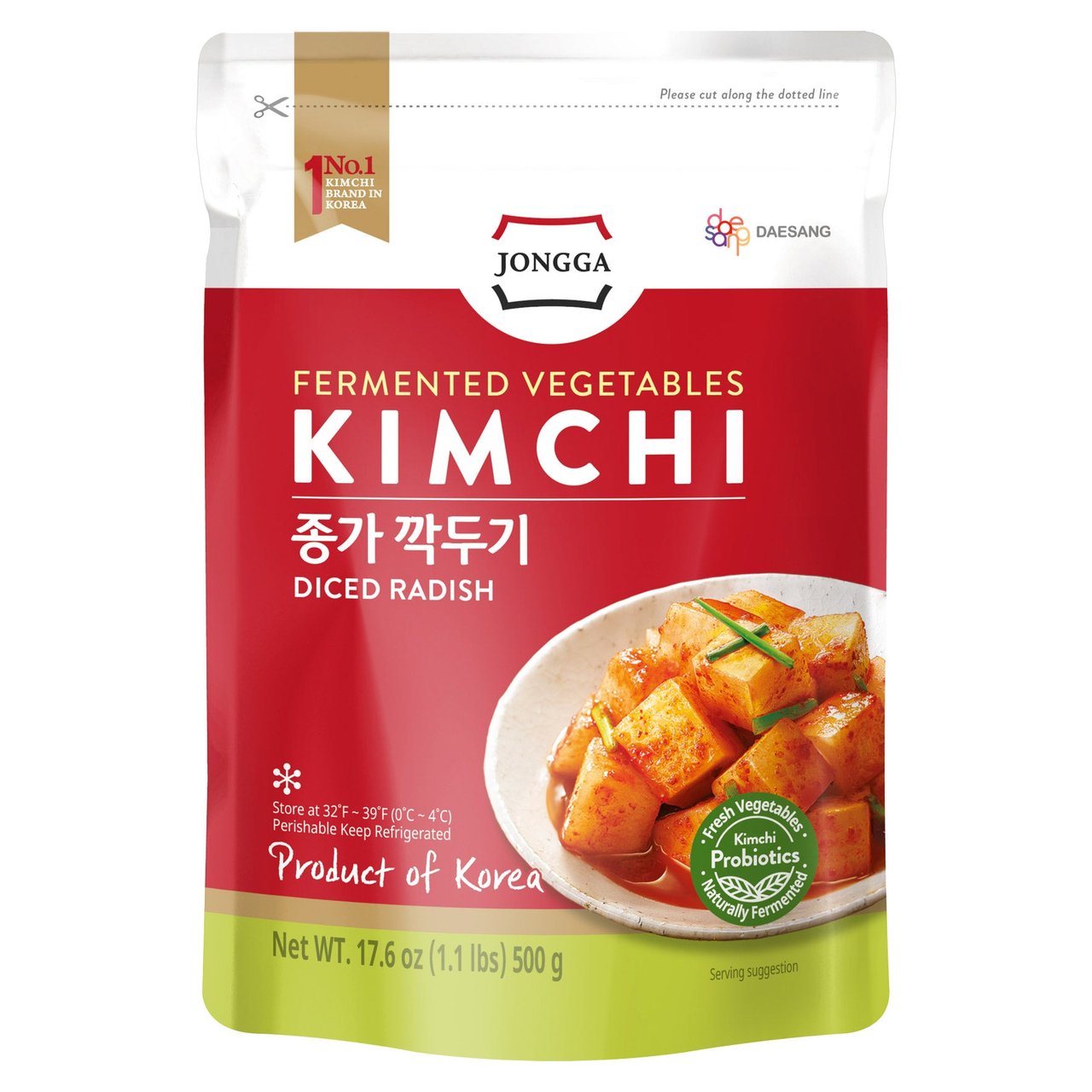Jongga Diced Radish Kimchi 17.6 oz - Image 1