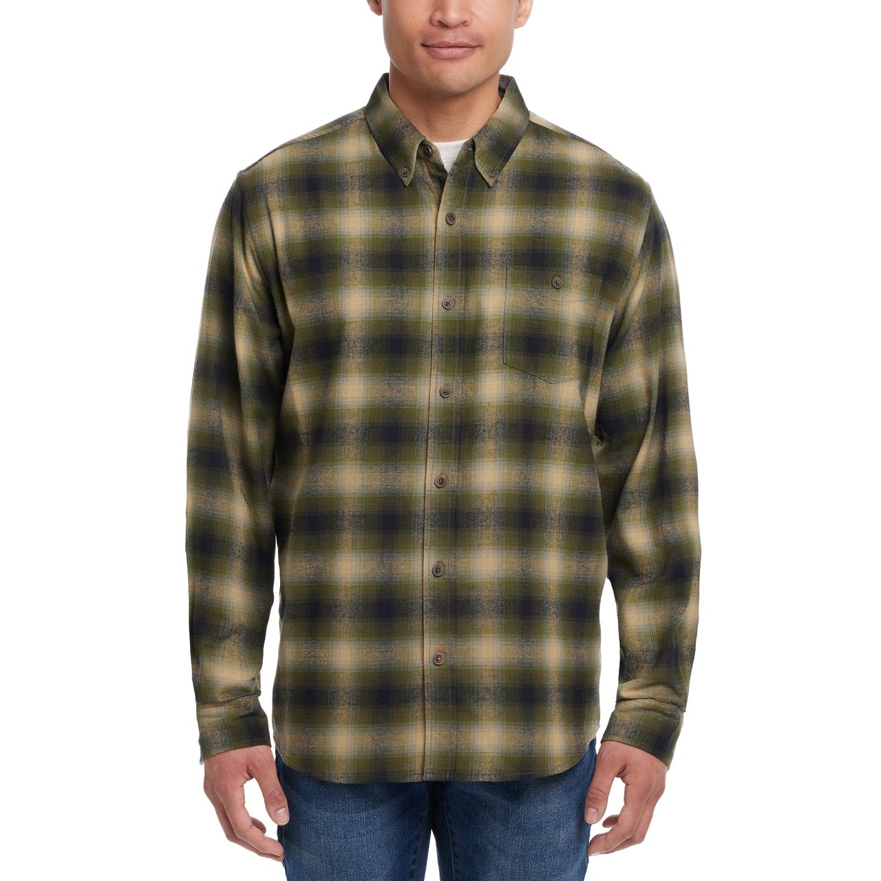 Weatherproof Vintage Men's Long Sleeve Flannel Plaid Shirt - Image 1
