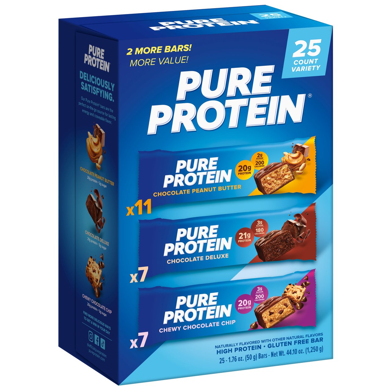 Pure Protein Bar Variety Pack, 25 Count, 1.76 oz (2.75 lbs) - Image 1