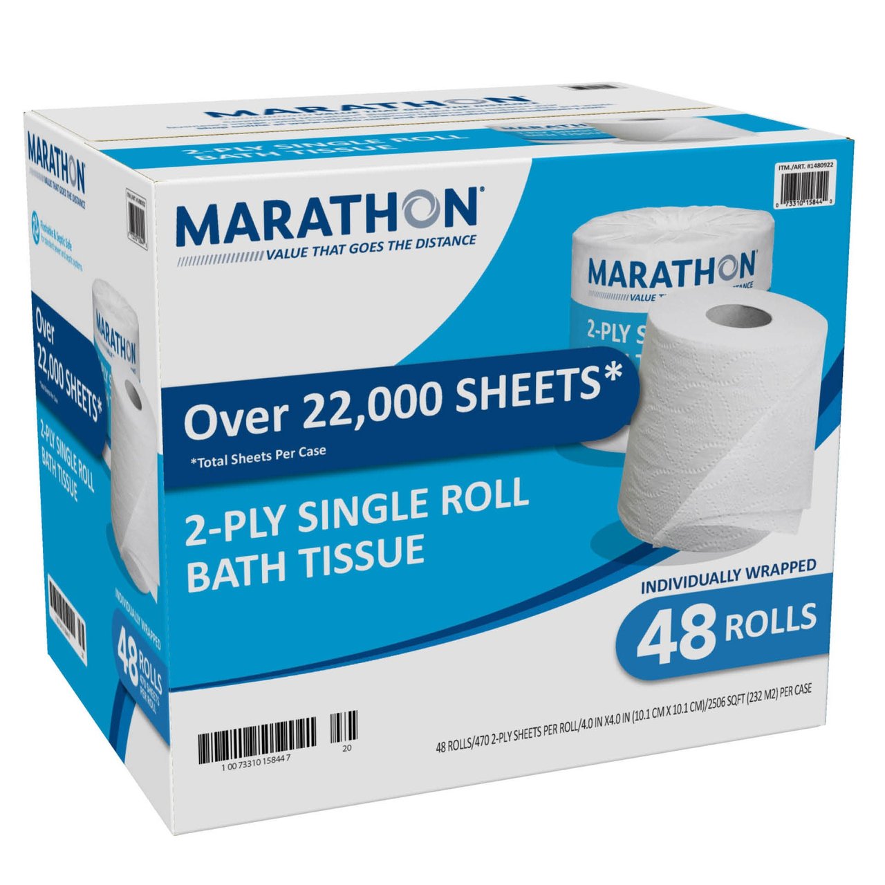Marathon 2-Ply Bath Tissue, 48 Rolls, 470 Sheets, 2,507 sq ft