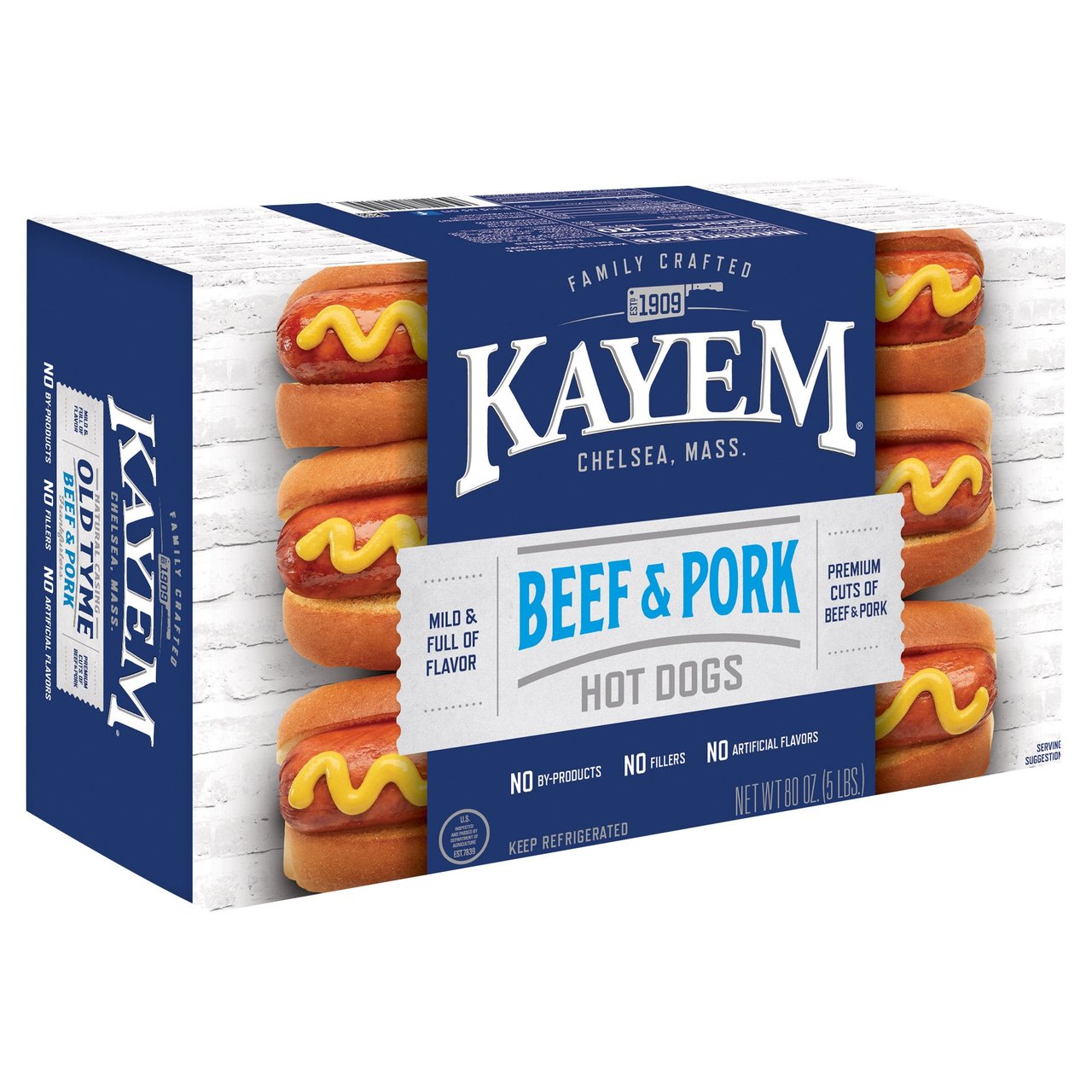 Kayem Skinless Franks 80 oz (5 lbs) - Image 1