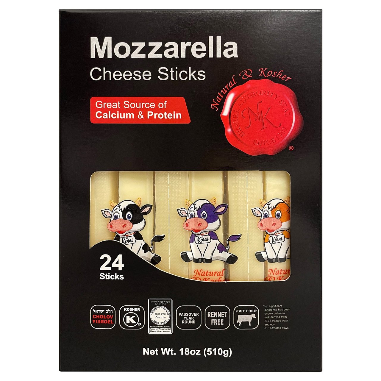 Natural & Kosher 24CT Mozzarella Sticks 18 oz (1.13 lb) - Image 1