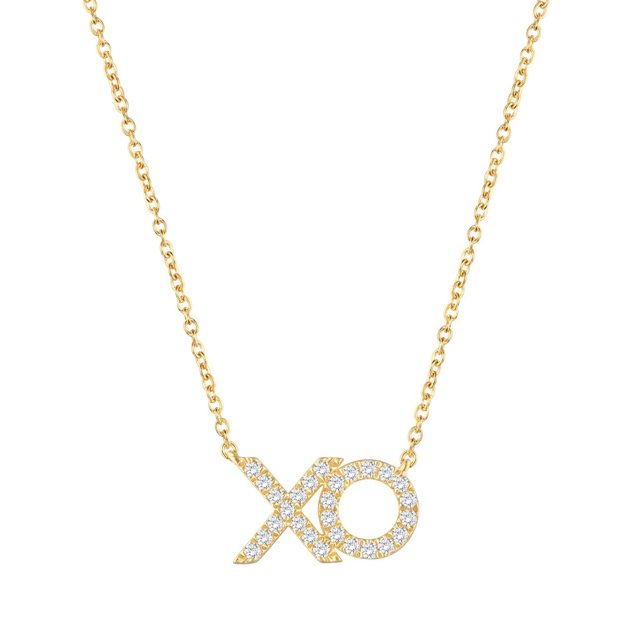 14kt Yellow Gold VS2 I 0.18 ctw Round Diamond XO Necklace - Image 1