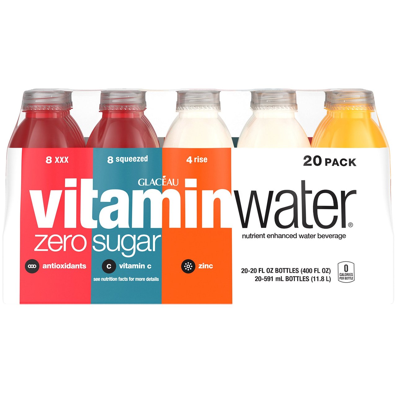 Glaceau Vitaminwater Zero Variety Pack, 20 fl oz, 20 Count - Image 1