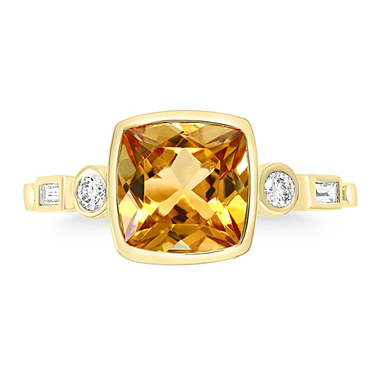 14kt Yellow Gold 8mm Citrine & 0.16ctw VS2, I Diamond Ring - Image 1