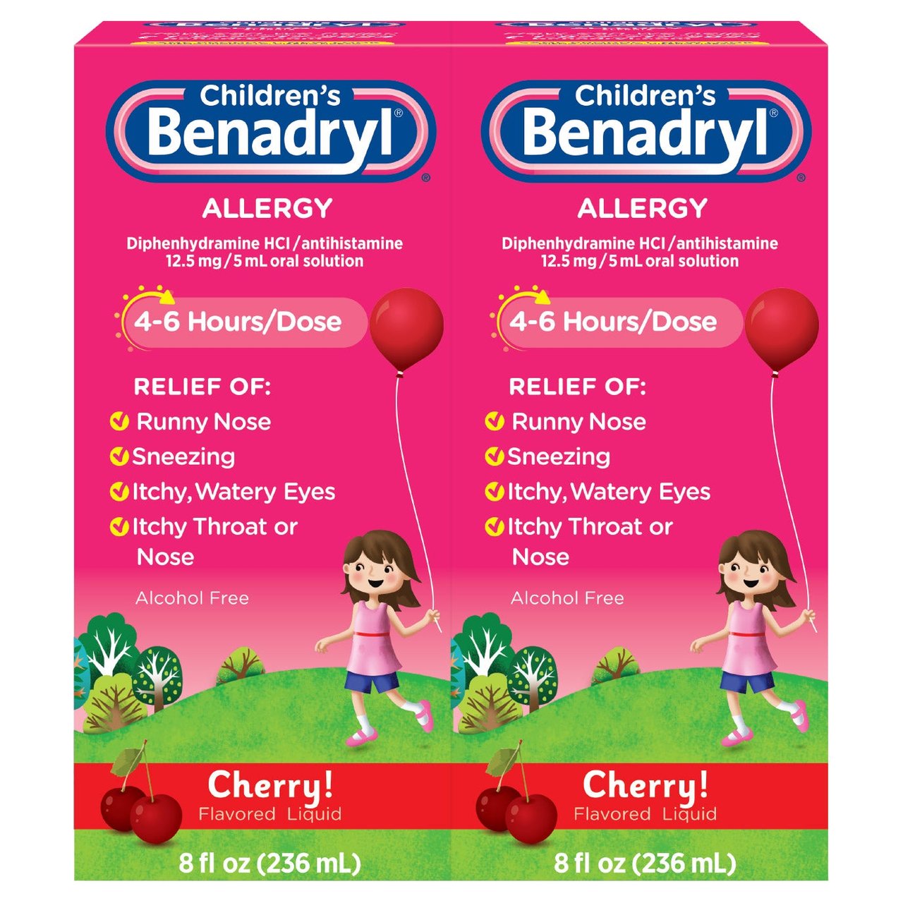 Children's Benadryl Allergy Liquid, 2 x 8 Ounce - Image 1