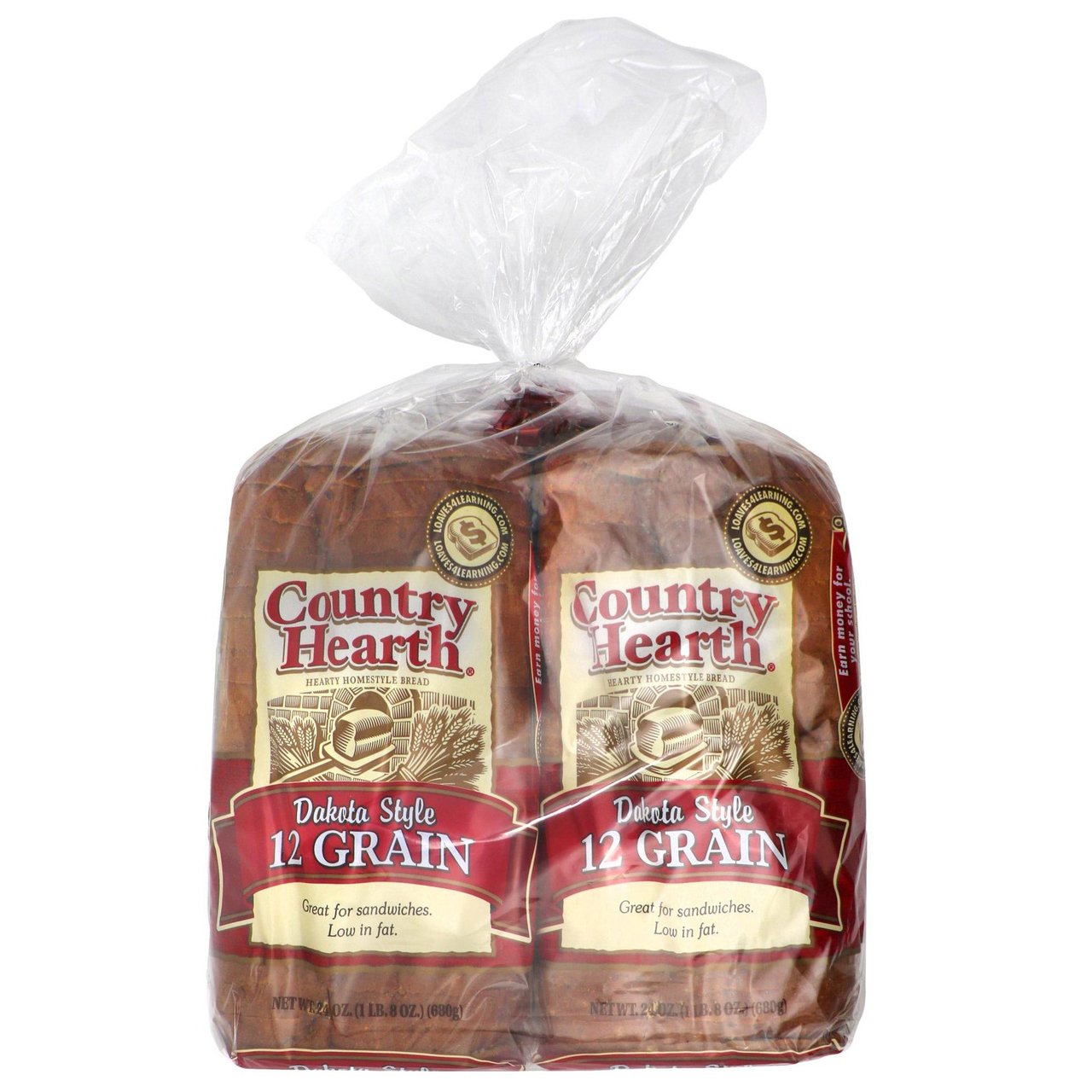 Country Hearth Dakota Style 12 Grain Bread, 2/24 Ounce Loaves