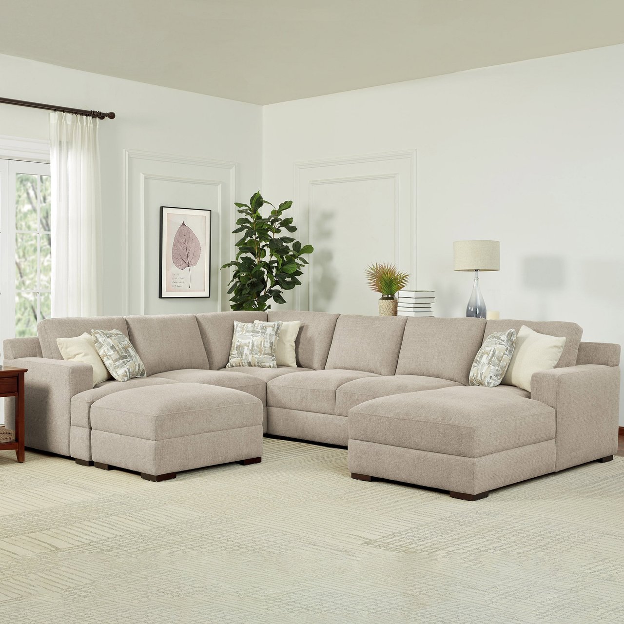 Ruston 4-Piece Fabric Sectional with Ottoman - Image 1