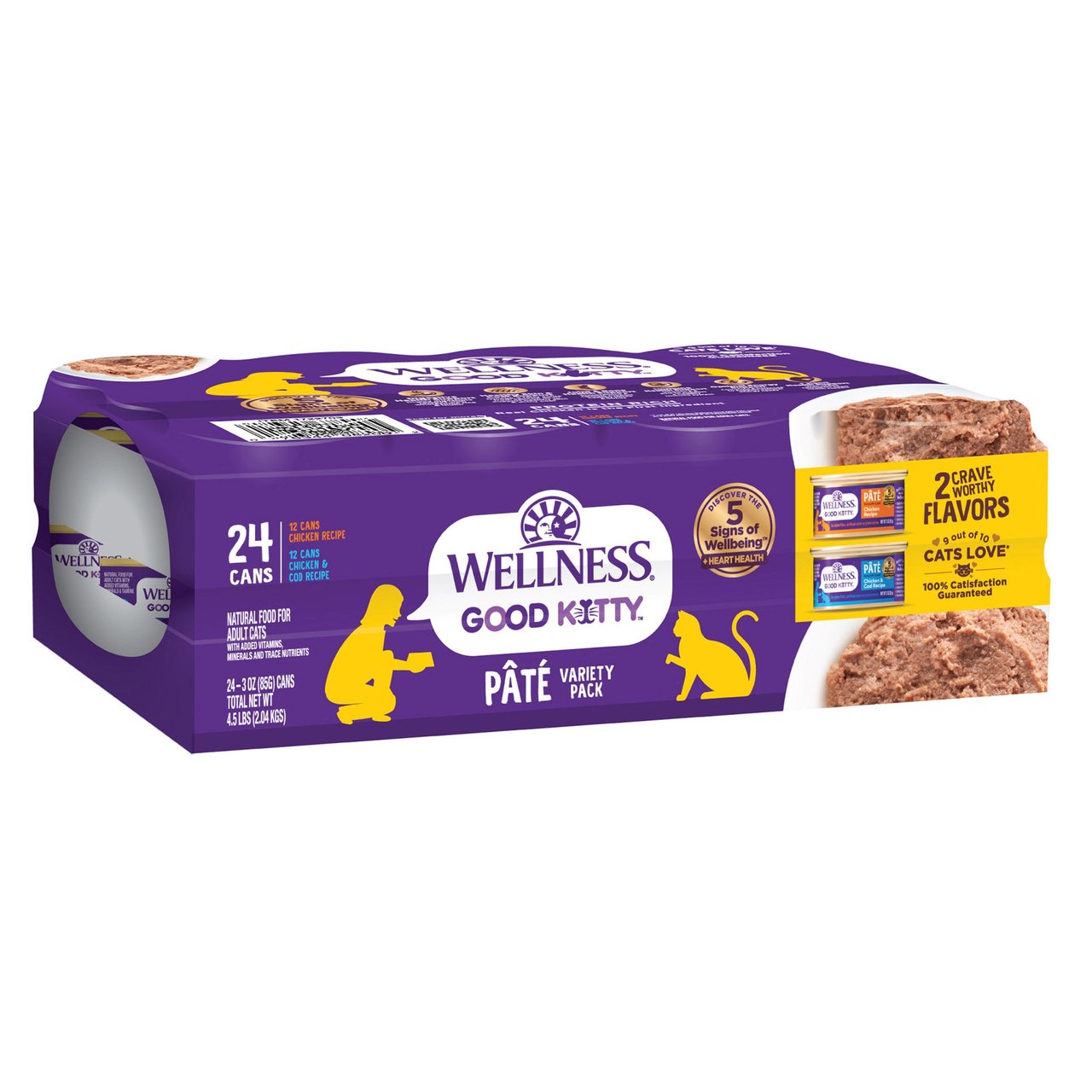 Wellness Good Kitty Pate Cat Food Variety Pack, 3 oz, 24-Count - Image 1