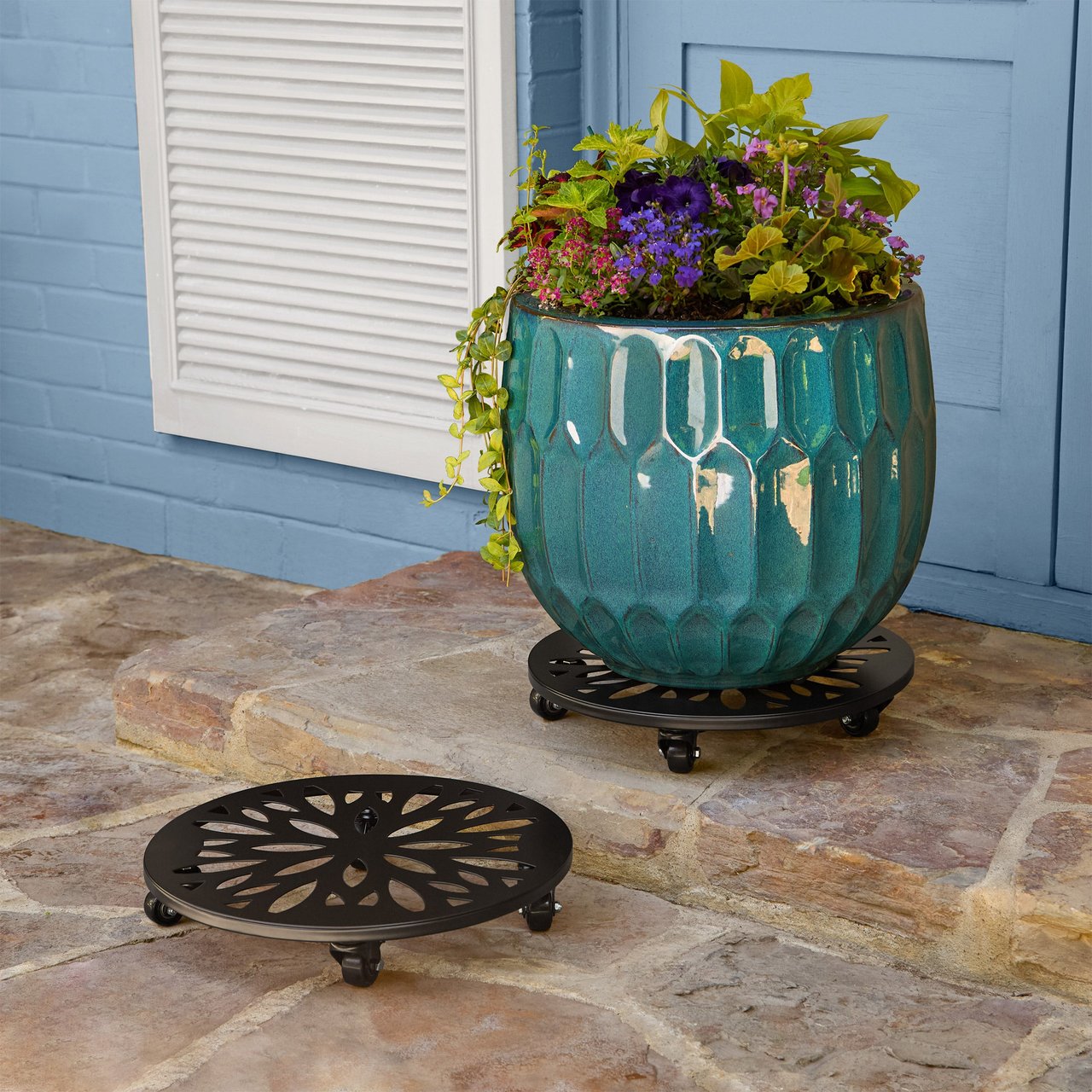 Steel Planter Caddy Set of Two - Image 1