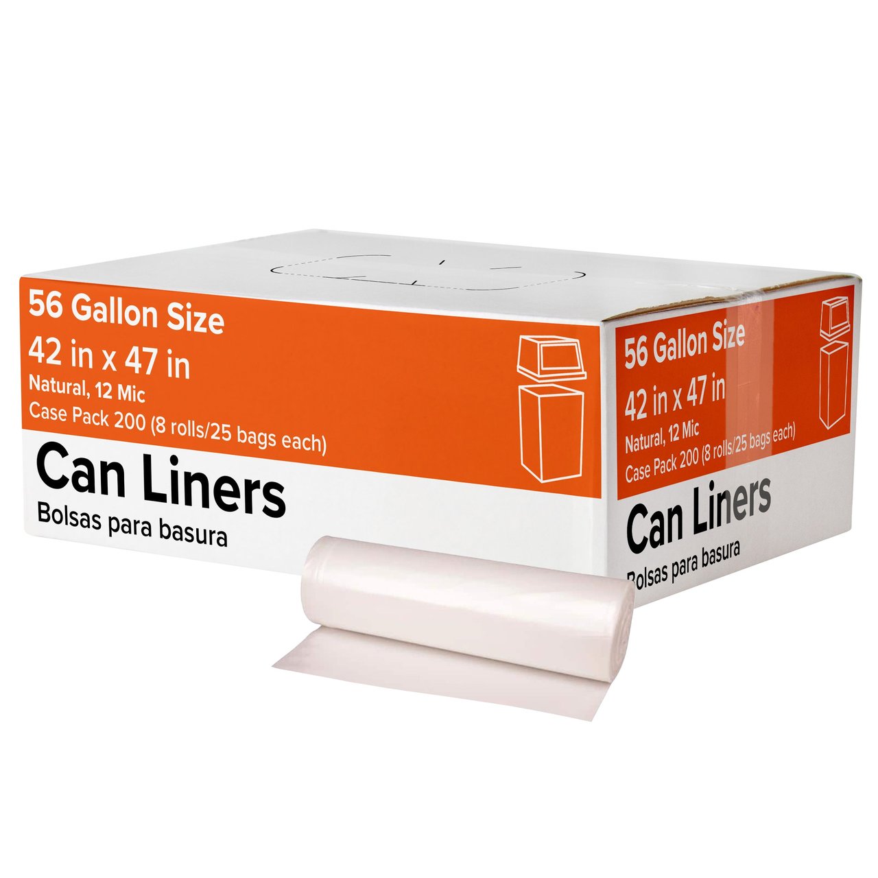 56-Gallon Clear Can Liner, 200 CT