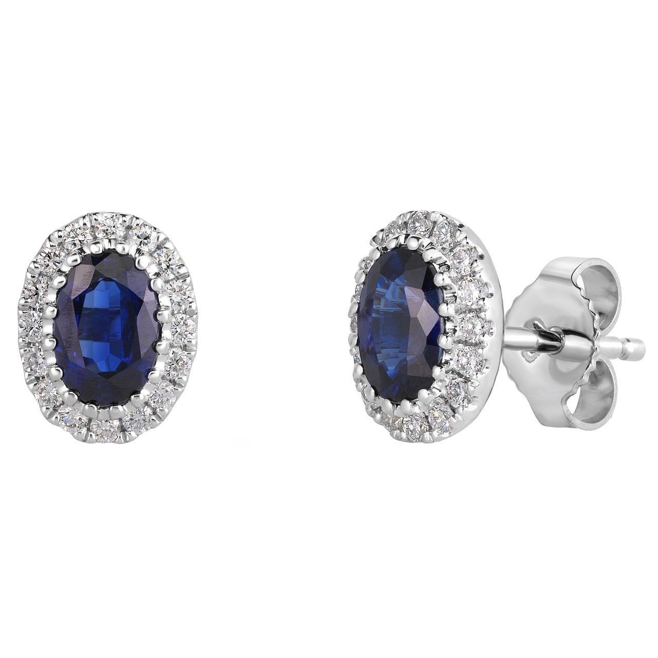 14KT White Gold VS2, I, 0.18 CTW Diamond & Sapphire Earrings - Image 1