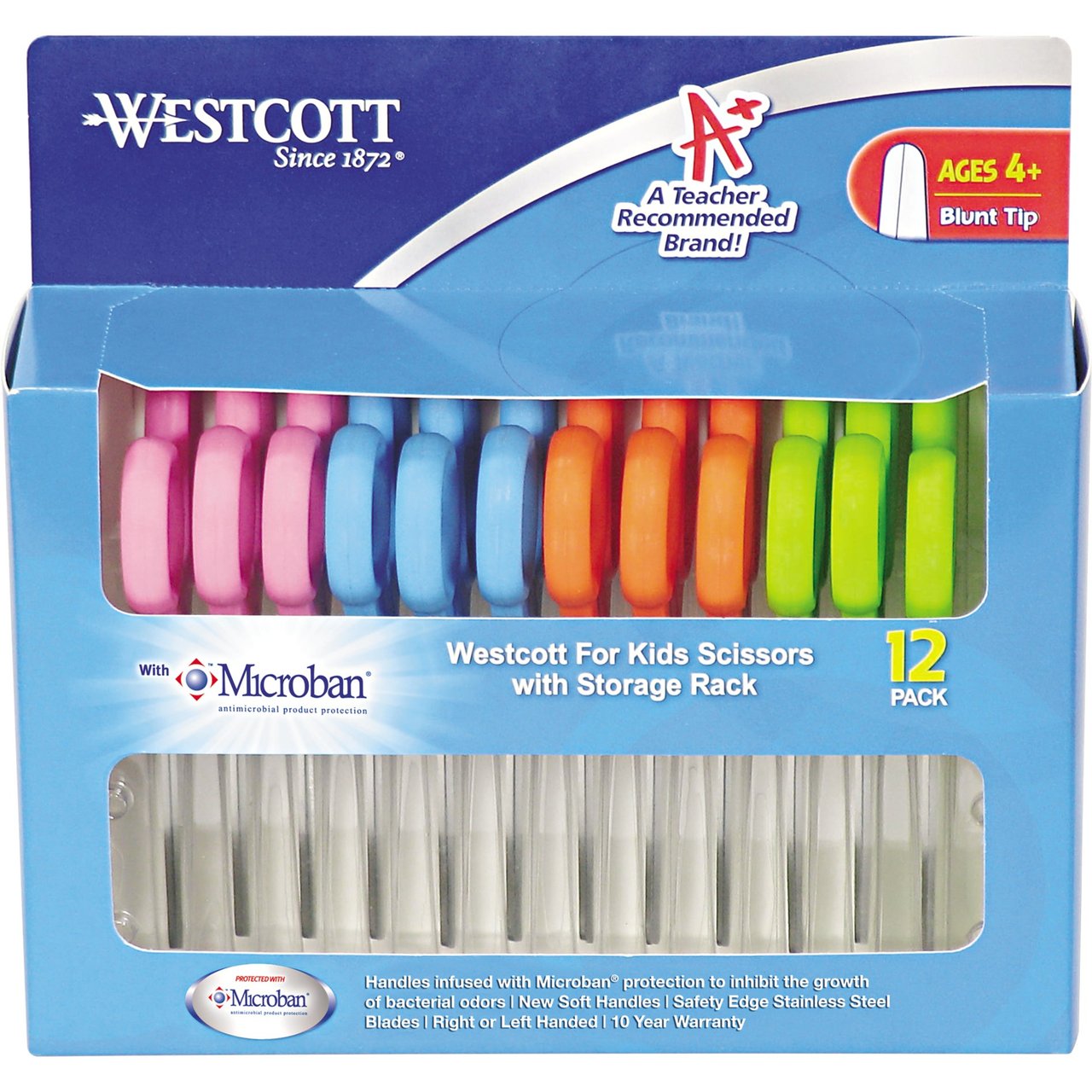 Westcott Kids Scissors 5" Blunt Antimicrobial 12-Pack (ACM14871)