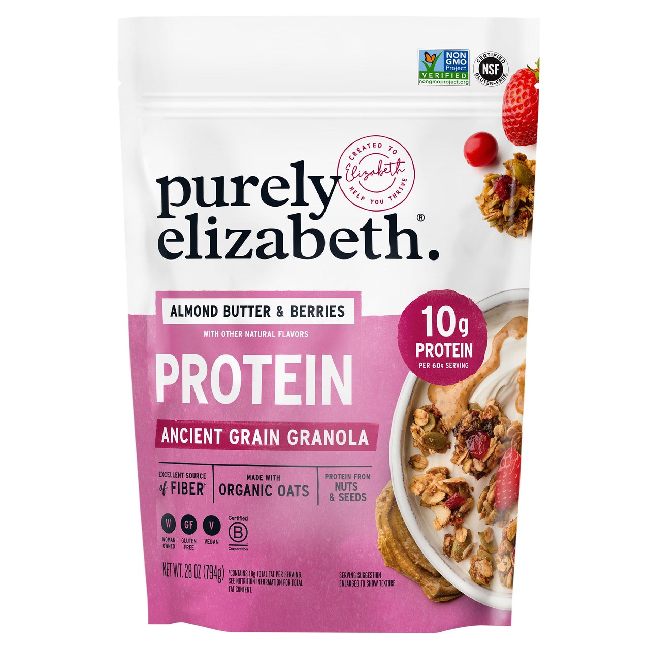 PURELY ELIZABETH ALM BERRY PROTEIN GRLA 28 OUNCE BAG - Image 1