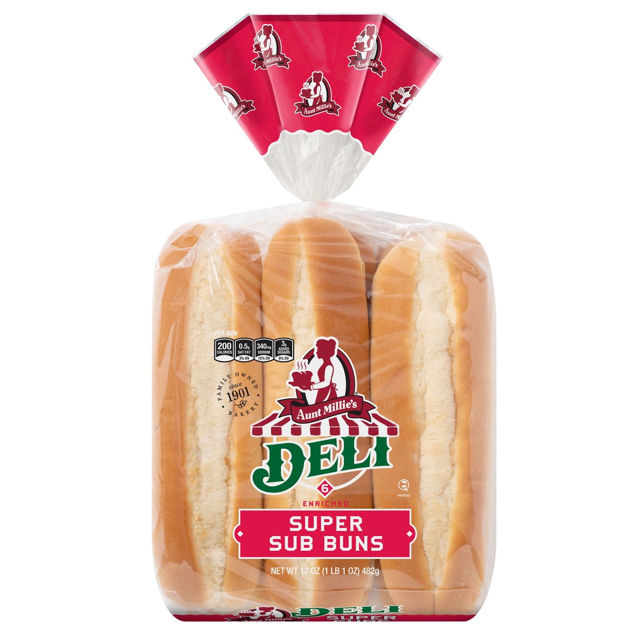 Aunt Millie's Super Sub Deli Sub Rolls, 6 Count - Image 1