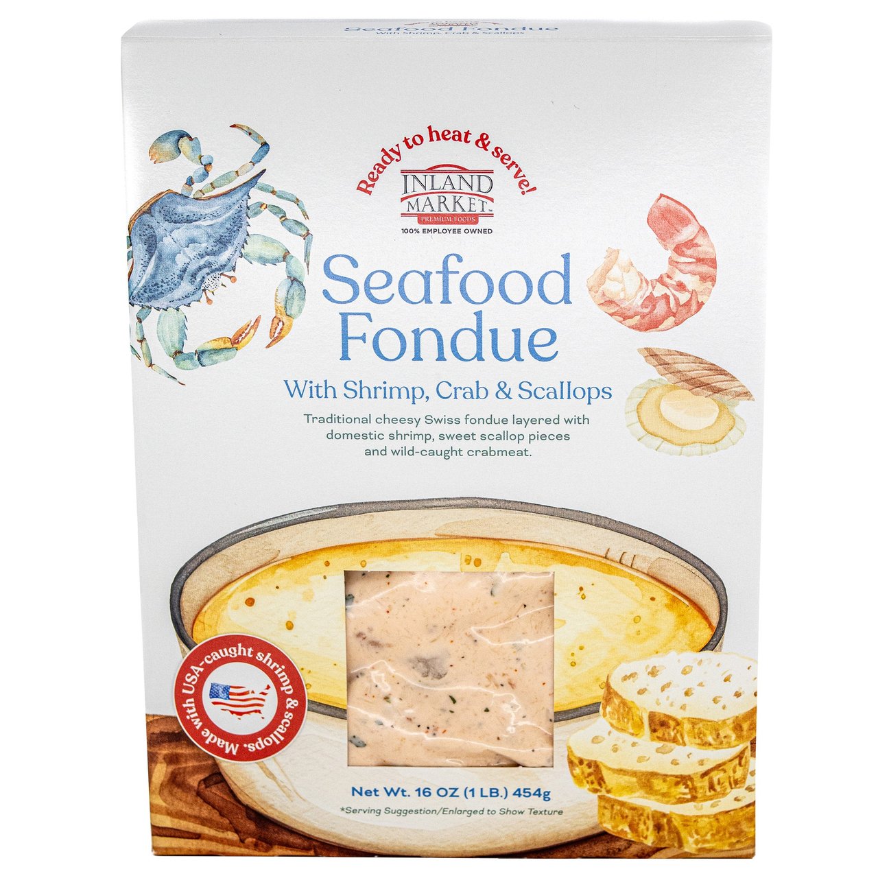 Inland Market Seafood Fondue with Shrimp, Crab & Scallops, 16 oz - Image 1