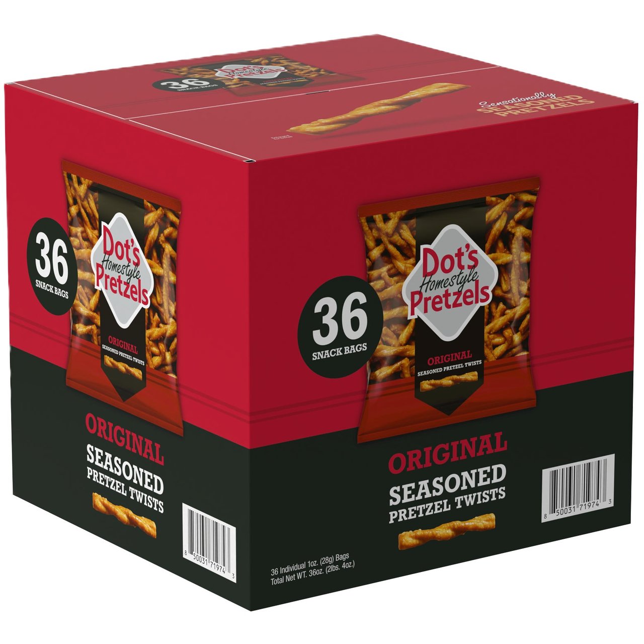 Dot's Homestyle Pretzels, Original Seasoned Pretzel Twists, 1 oz, 36 Count - Image 1