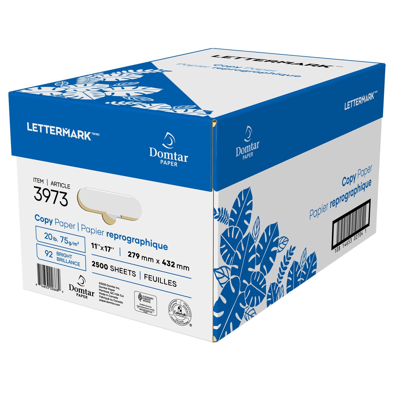 Lettermark 3973 Copy Paper, Ledger 11" x 17", 2500 Sheets