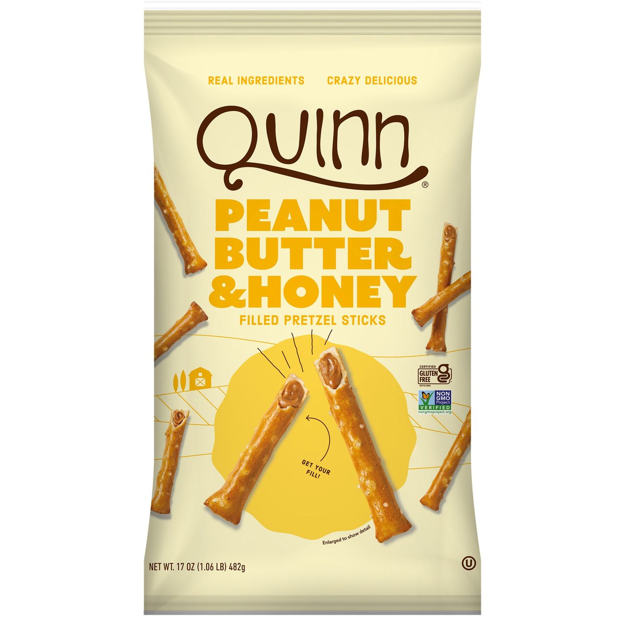 Quinn Snacks Peanut Butter & Honey Filled Pretzel Sticks 17oz (1.06 lb) - Image 1