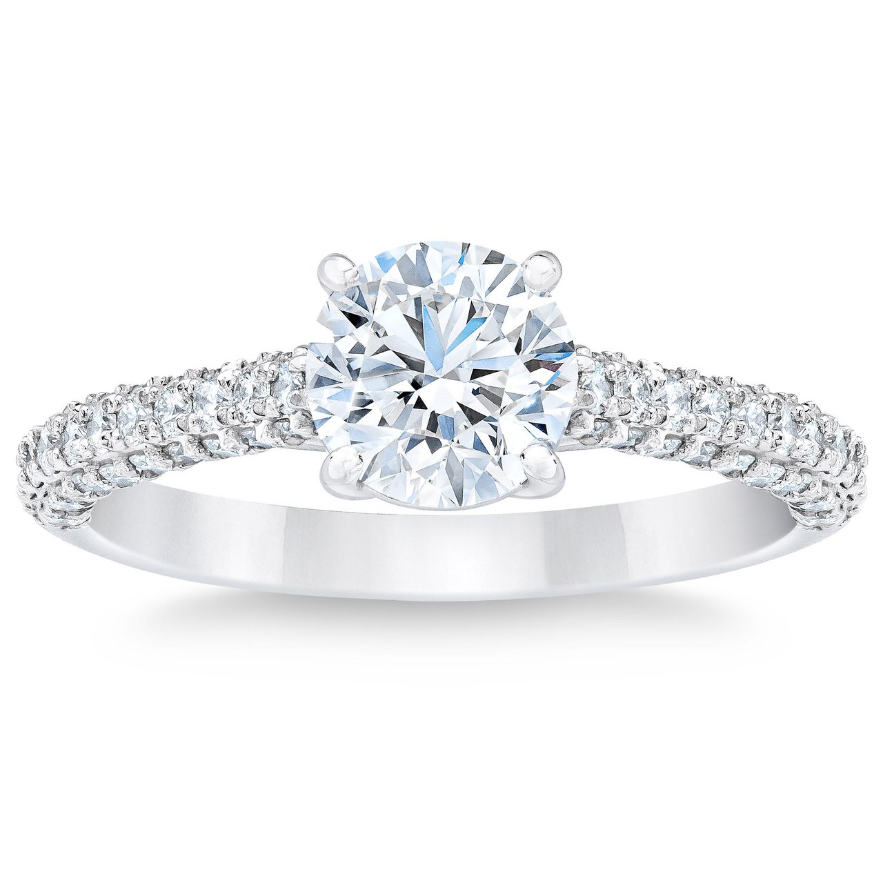 1.70 CTW Round Diamond Platinum Wedding Ring, 1.16 CT Center, VVS2 Clarity, D Color - Image 1