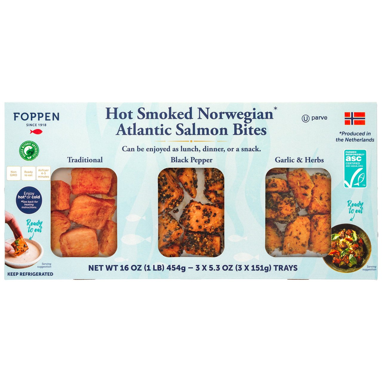 Foppen Hot Smoked Salmon Bites 16 oz (1 lb) - Image 1