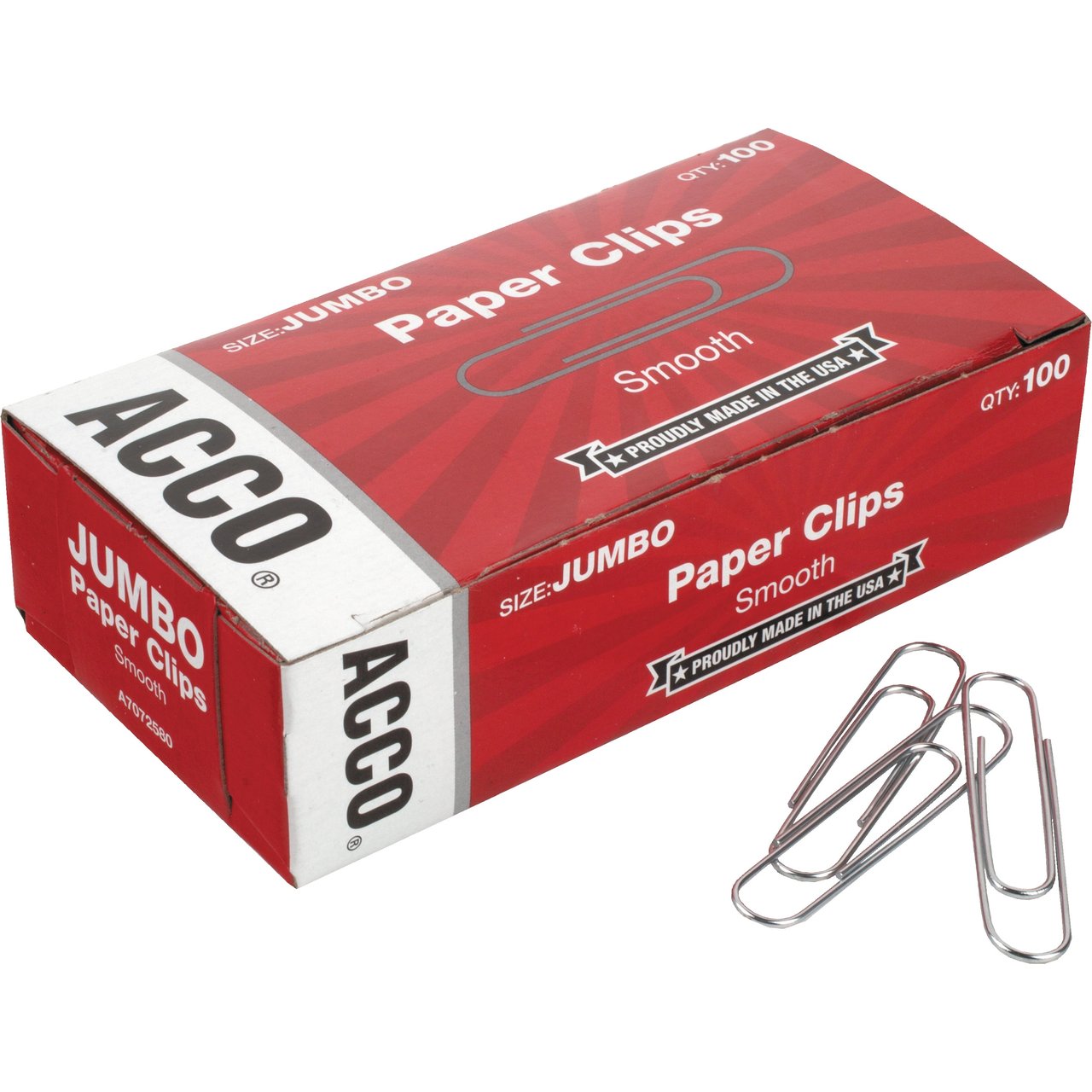 ACCO Jumbo Paper Clips, Smooth, 1,000 ct - Image 1