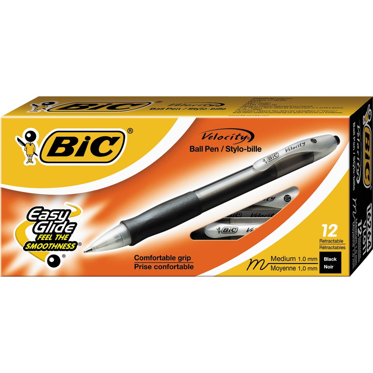 BIC Velocity Medium Point Retractable Black Pen, BICVLG11BKKT, 24-Count - Image 1