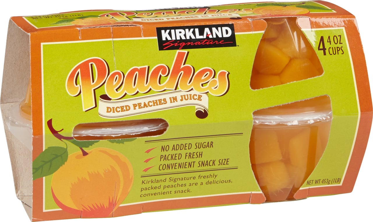 Kirkland Signature Diced Peach Cups, 20/4 oz