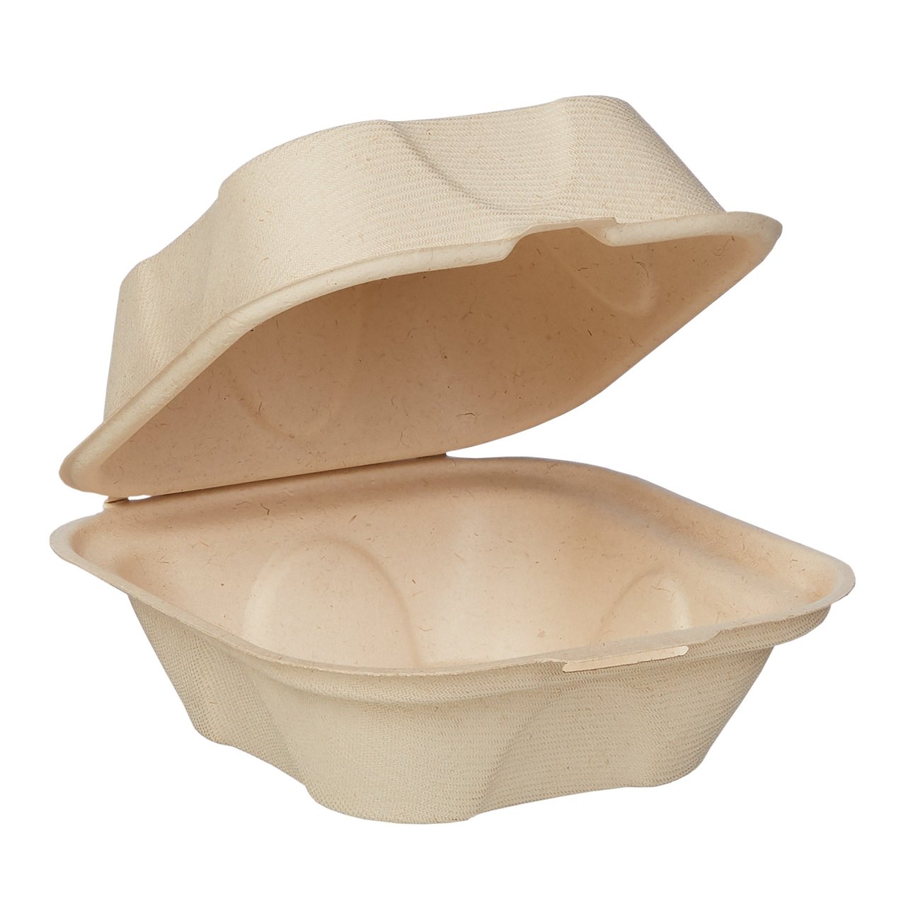 World Centric 6" Hinged Container Burger Box Kraft 100CT - Image 1