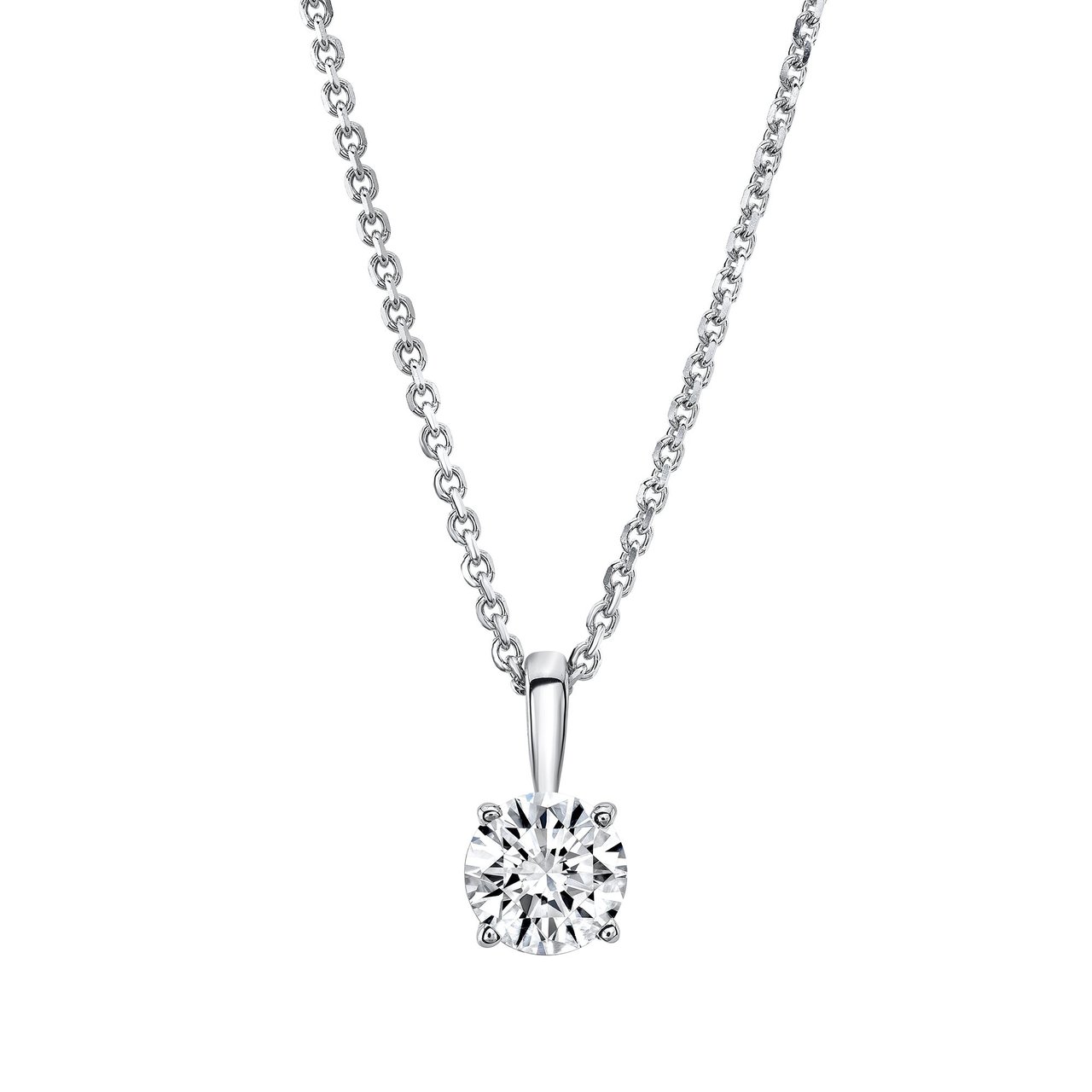 14KT White Gold VS2 I 0.50CT Round Diamond Solitaire Pendant - Image 1