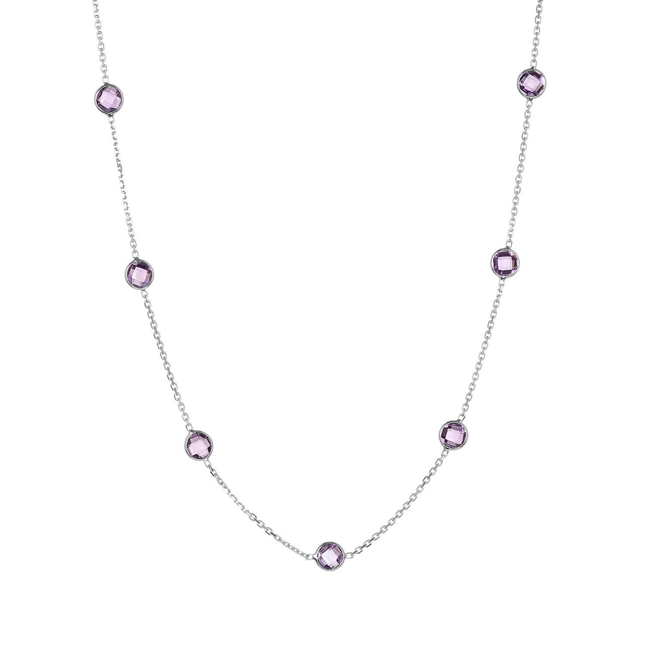 14KT YELLOW GOLD 6MM AMETHYST NECKLACE - Image 1