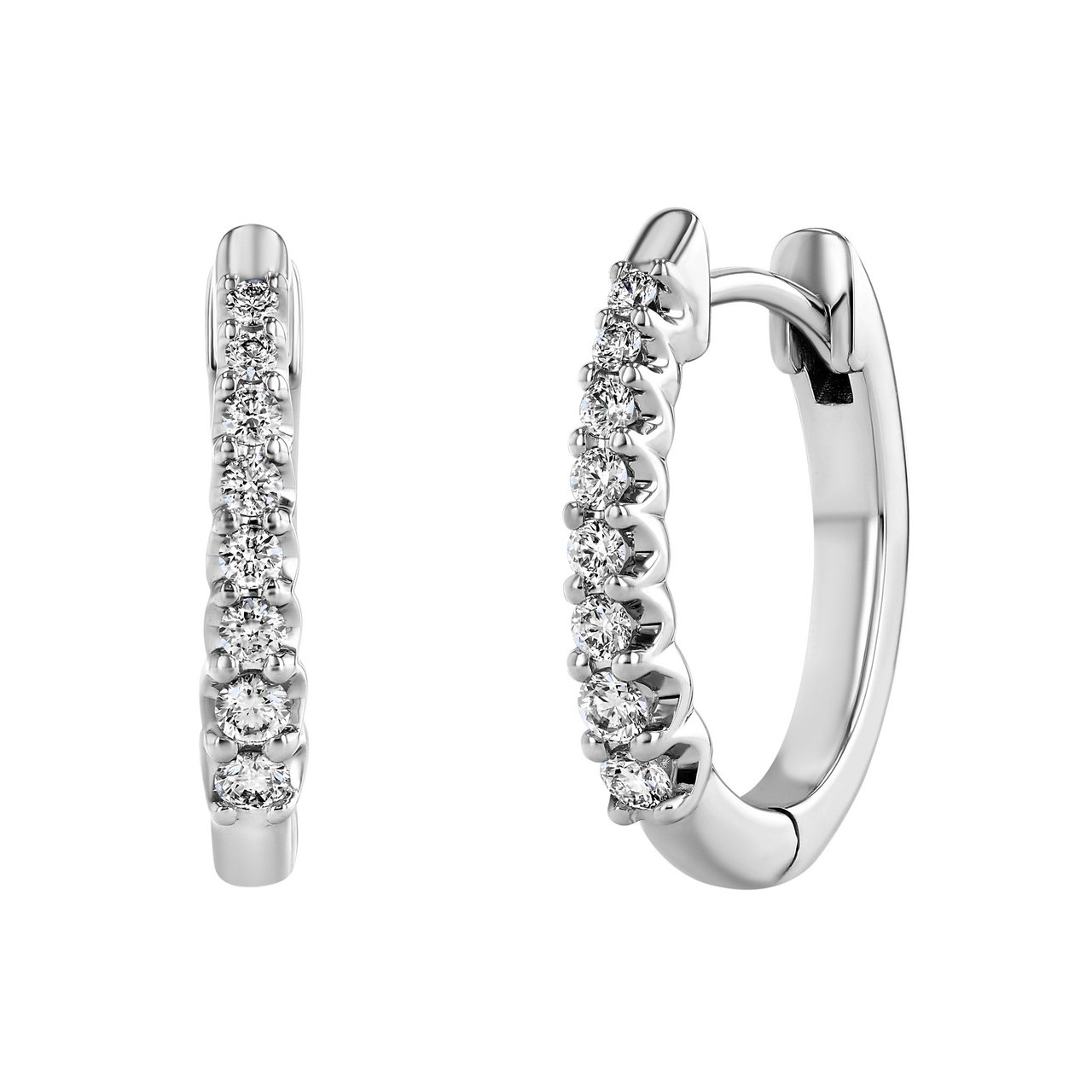 14Kt White Gold VS2-I 0.25 CTW Round Brilliant Diamond Hoop Earrings - Image 1