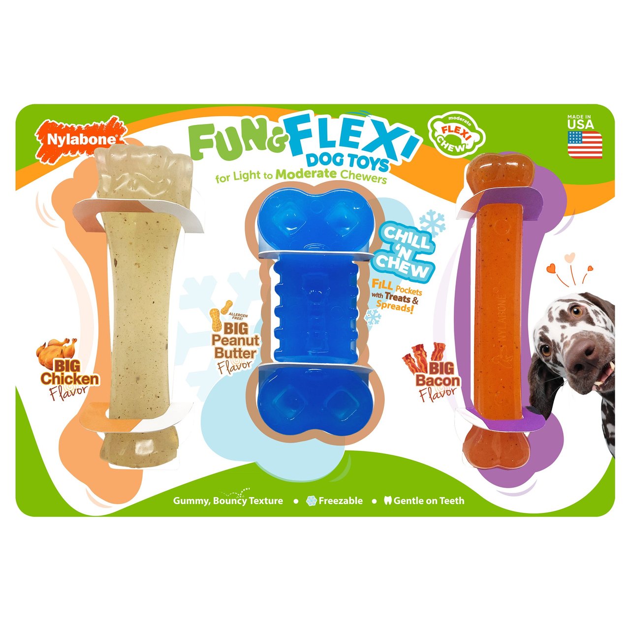 Nylabone Pet Toys Fun and Flexi 3 Pack - Image 1