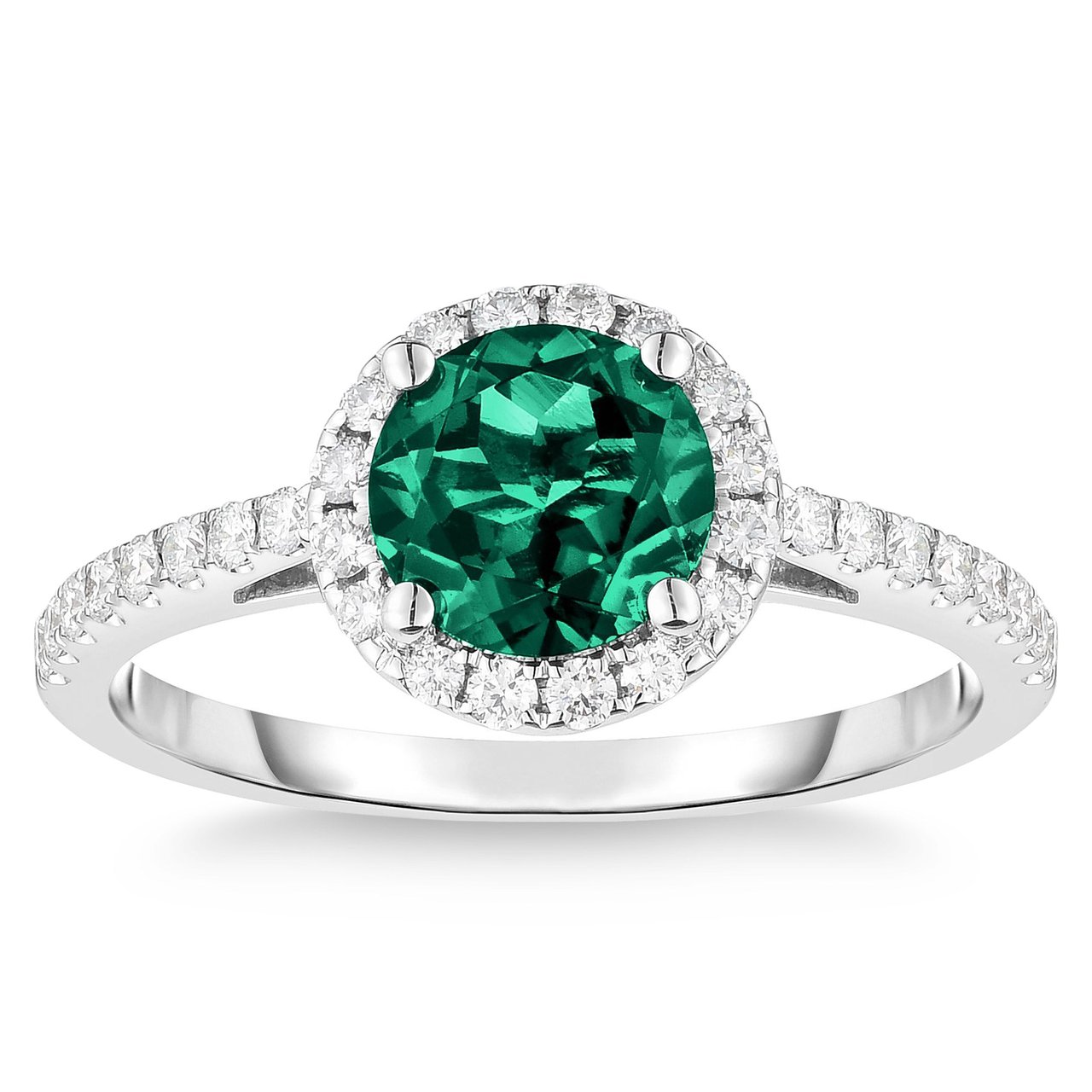14kt White Gold 0.33 CTW VS2, I Diamond Lab Created Emerald Ring - Image 1