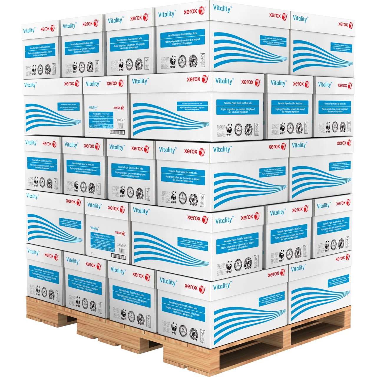 Xerox Vitality 8.5" x 11" Multipurpose Copy Paper, 92 Brightness, 40 Cases/Pallet (3R02047)