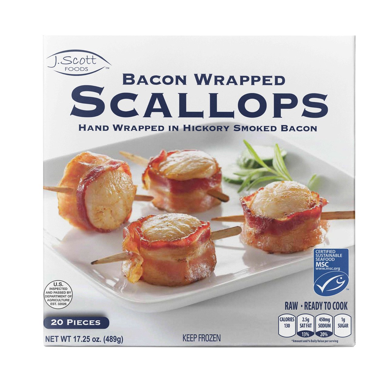 J. Scott Foods Bacon Wrapped Scallops 20 ct (1.07 Pounds) - Image 1