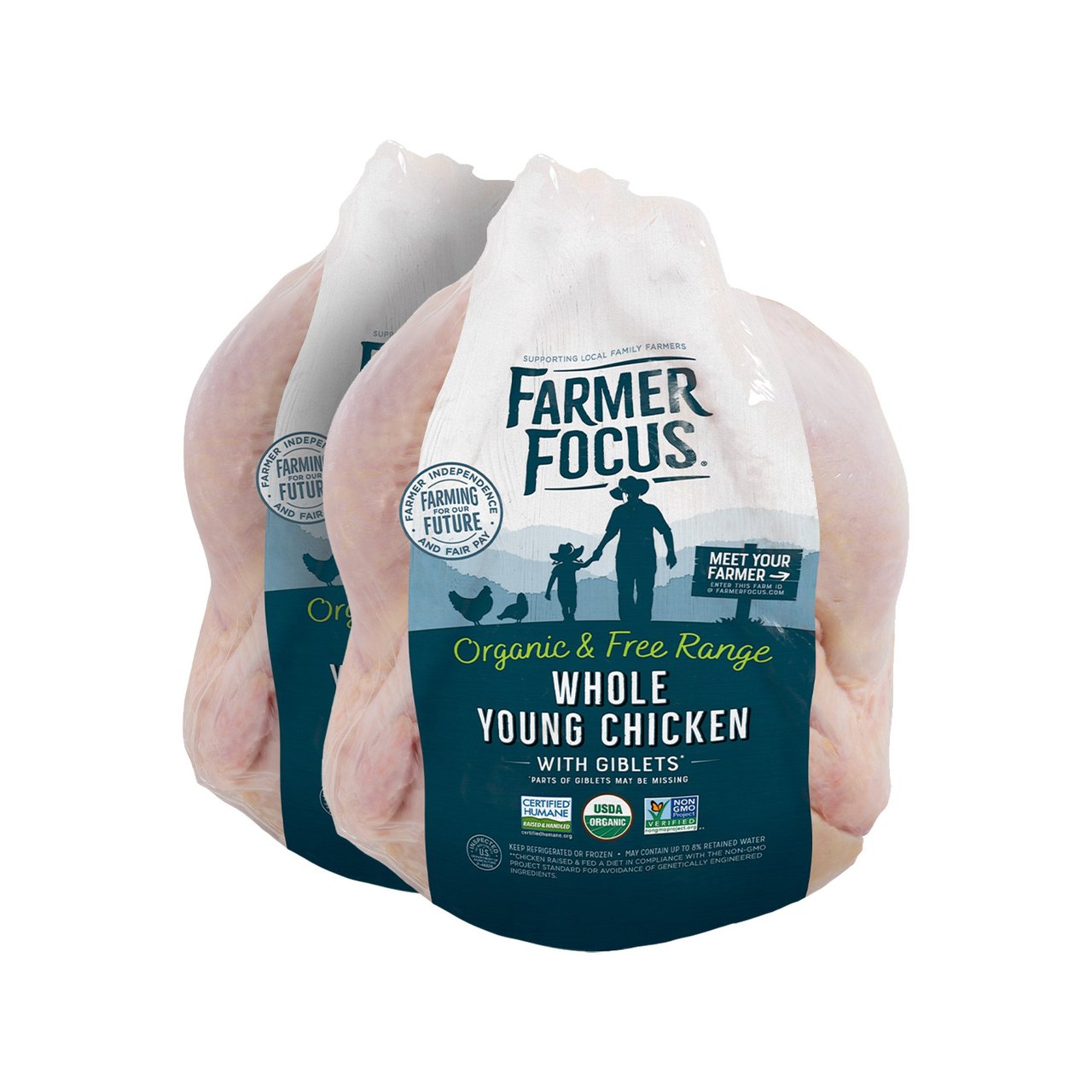 Fresh Organic Chicken Whole Bagged Fryers Per Lb