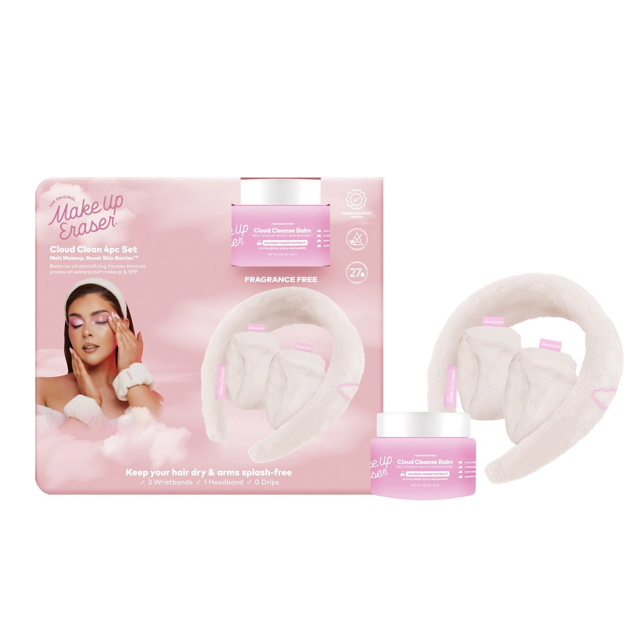 The OG MakeUp Eraser Cloud Cleanse Balm 4-Piece Set, 1 Headband, 2