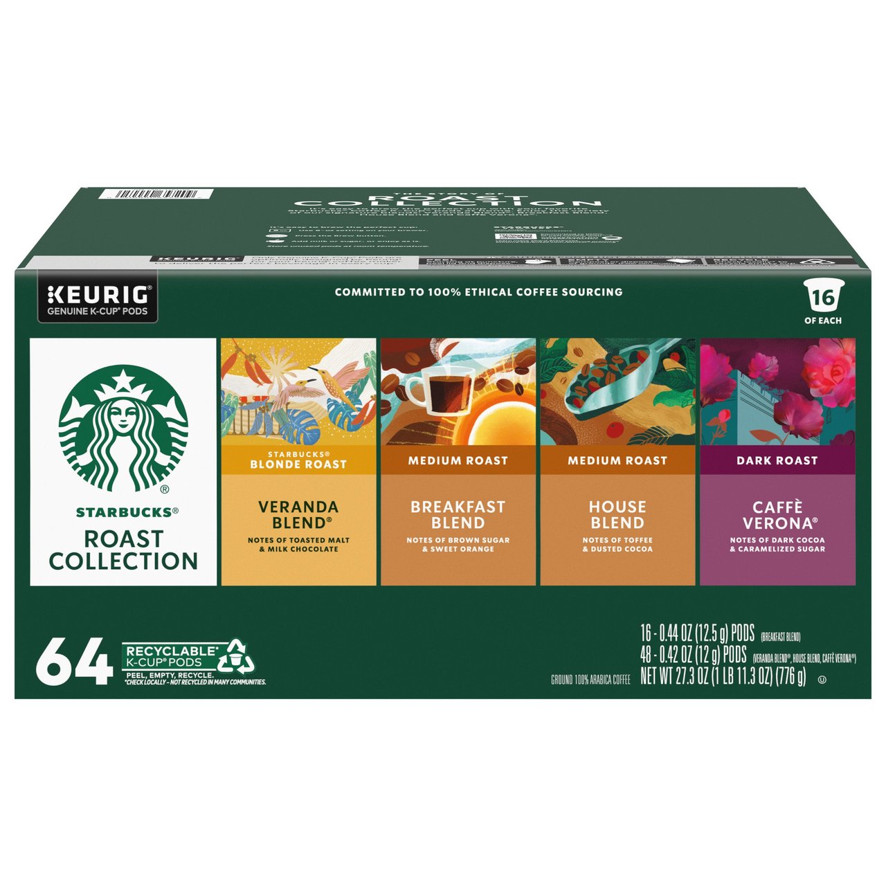 Starbucks Classic Roasts Variety Pack K-Cup Pod, 64-Count - Image 1