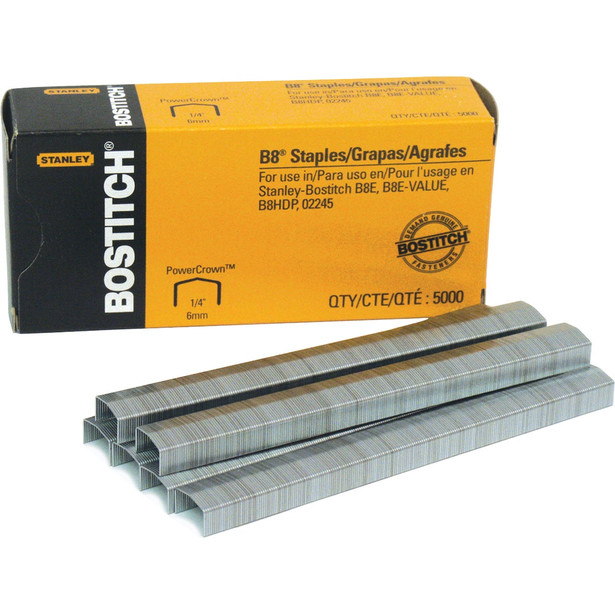 Bostitch PowerCrown Premium Staples, 1/4" Leg Length, 5,000 Count (STCRP21151/4)