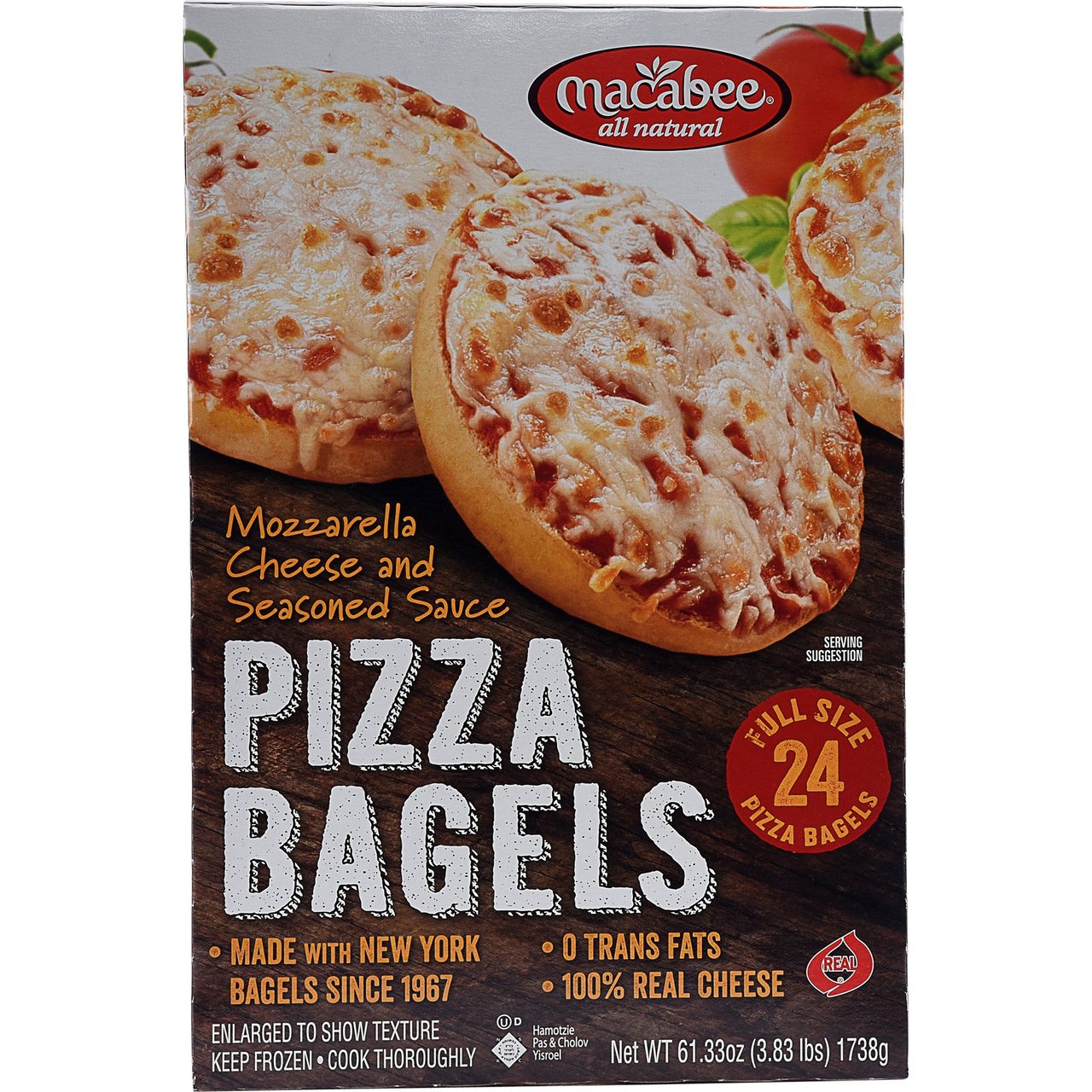 Macabees Kosher Pizza Bagels 24 Count (3.83 lbs) - Image 1