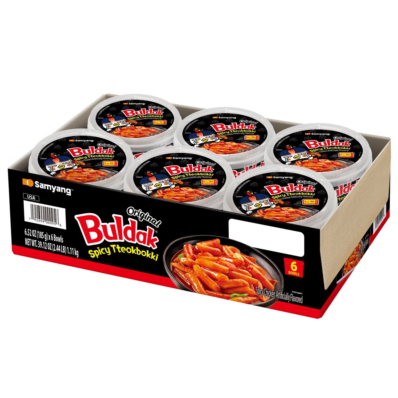 Samyang Buldak Original Spicy Tteokbokki Bowls, 6 × 6.52 oz - Image 1