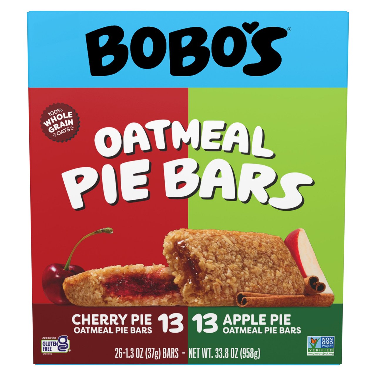 Bobo's Apple & Cherry Pie Oatmeal Pie Bars, 26-Count, 1.3 oz - Image 1