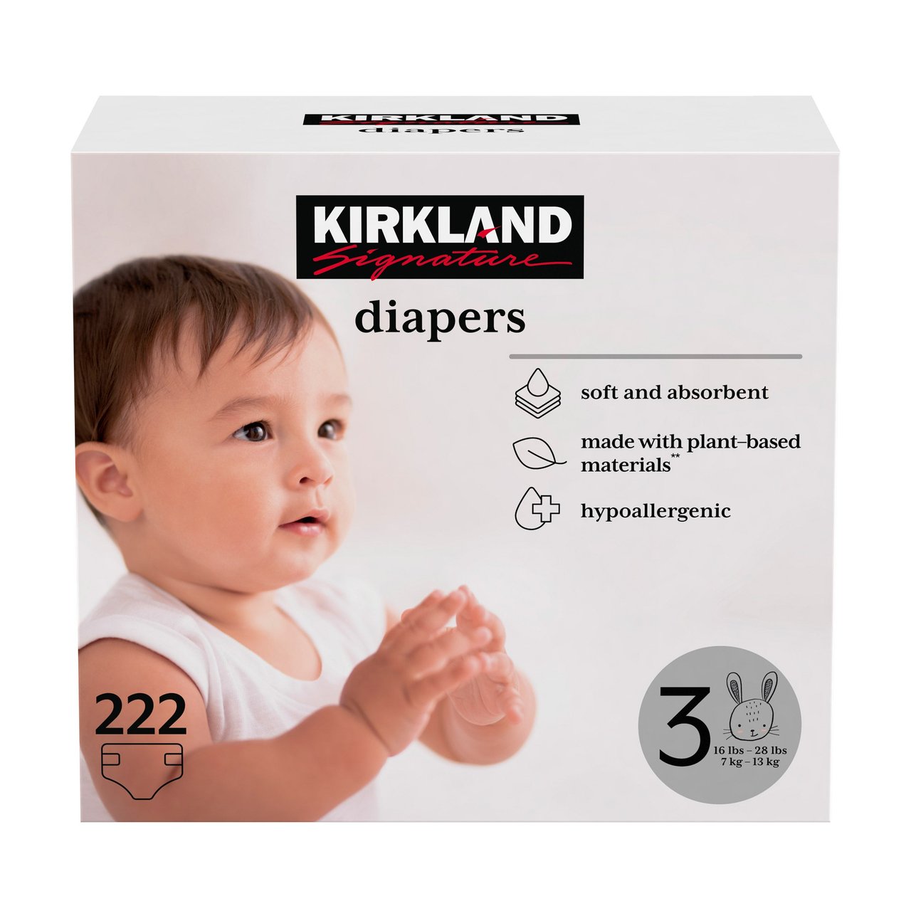 Kirkland Signature Diapers, Size 3, 222 Count - Image 1