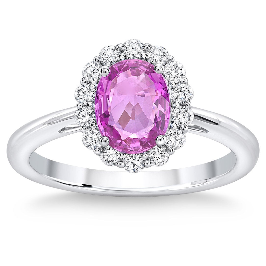 14kt White Gold .32 CTW VS2, I Diamond and Pink Sapphire Ring - Image 1