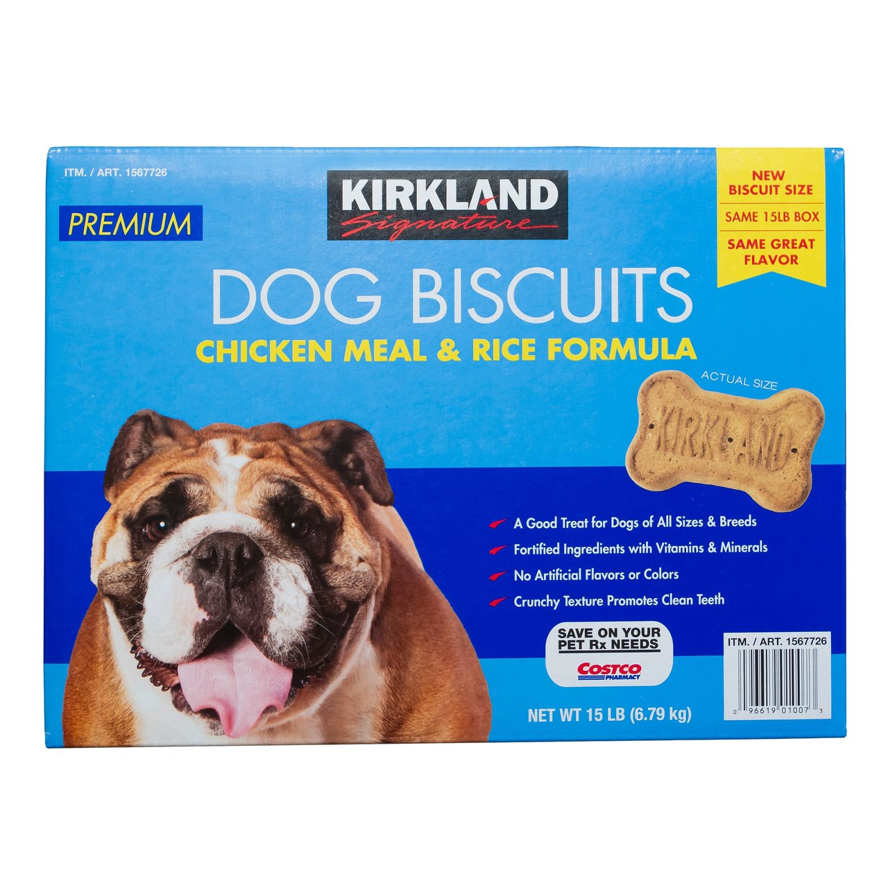 Kirkland Signature Premium Dog Biscuits, Chicken Meal & Rice Formula, 15 Pounds - Image 1
