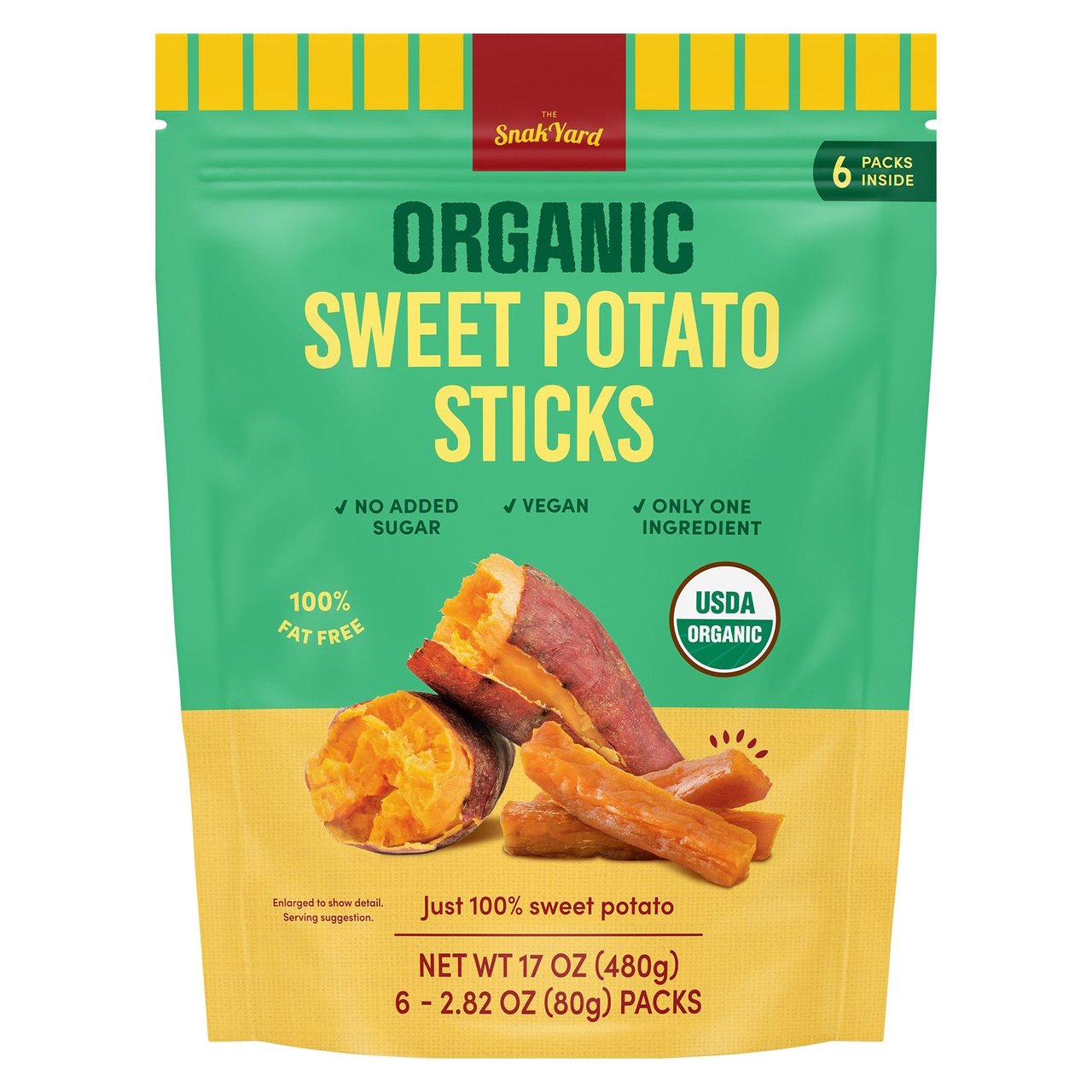 Snak Yard Organic Sweet Potato Sticks, 6/2.82 Ounce Packs - Image 1
