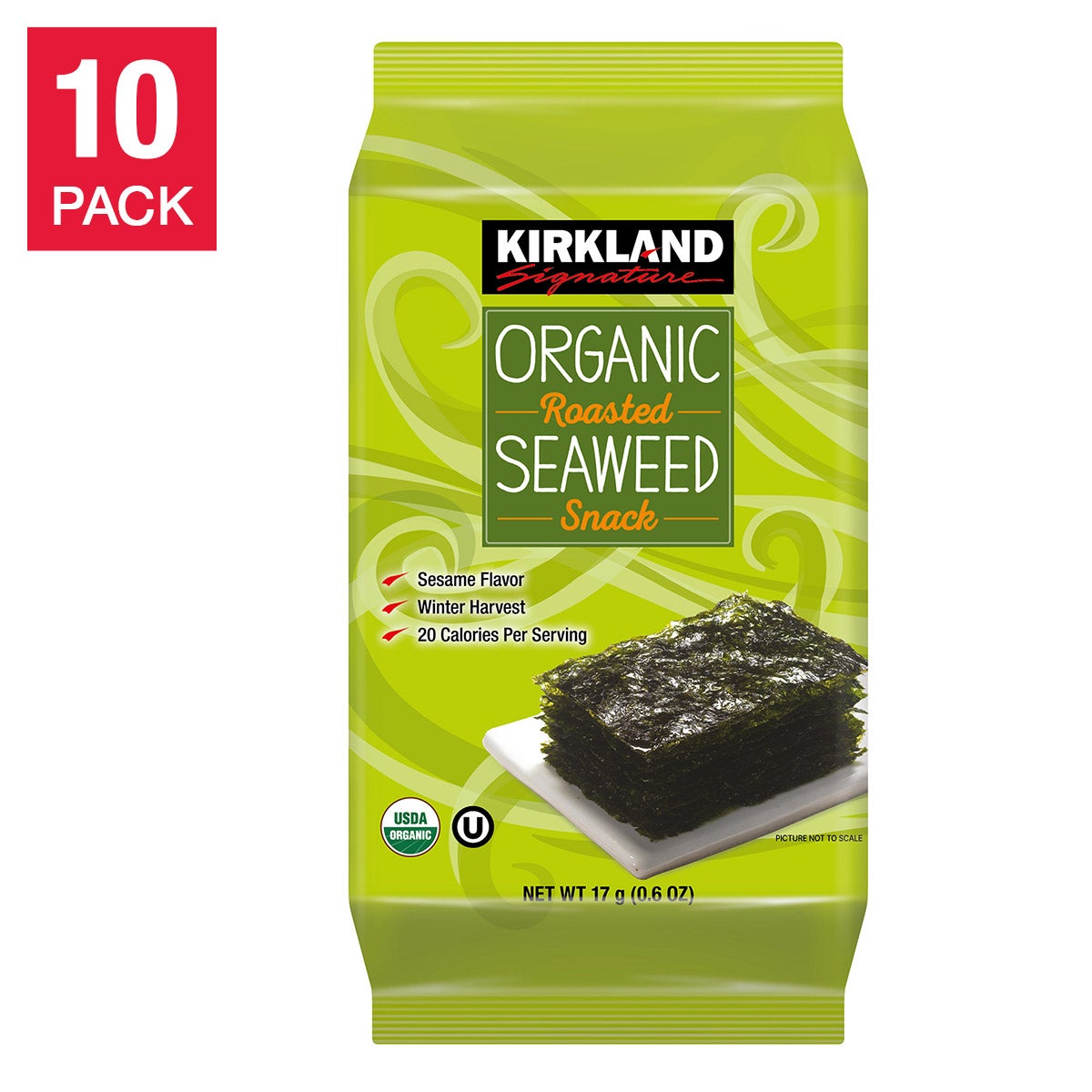 Kirkland Signature Organic Roasted Seaweed, 10 Pack, 0.6 oz Each - Image 1