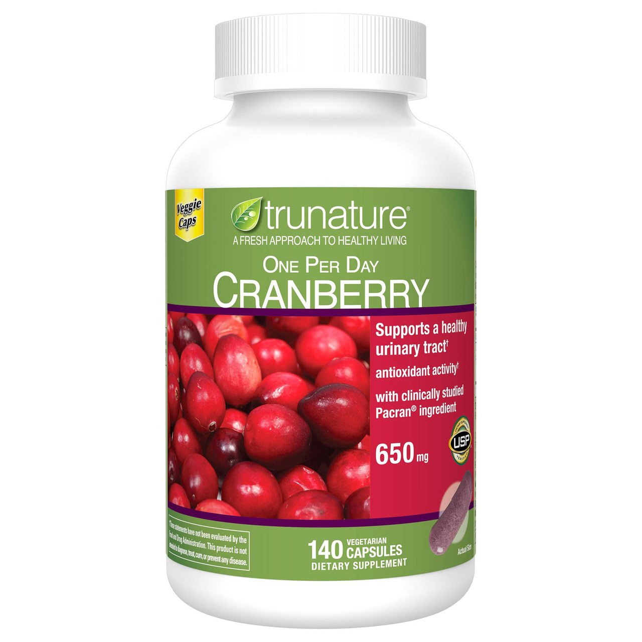TruNature Cranberry 650mg, 140 Capsules - Image 1
